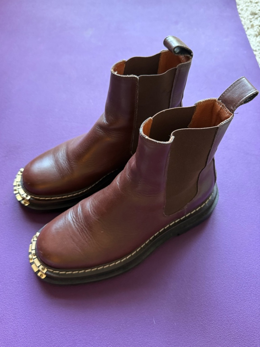 Sandro brown boots with gold accent